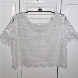 White crop top lace top